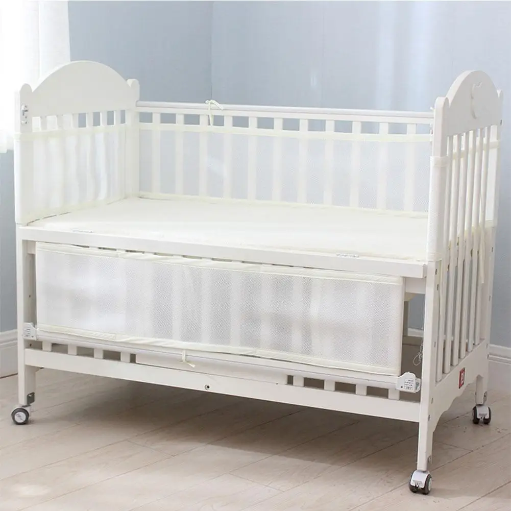 

Newborn Toddler Baby Crib Breathable Mesh Baby Anti-Collision Bed Bumper Protector Detachable Snow White Crib Liner