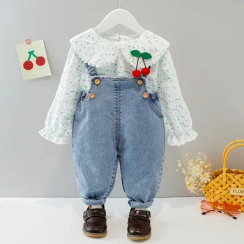 Spring newborn baby girls clothes outfit set camicia floreale tuta di jeans abito per abbigliamento per bambina set di compleanno per neonati da 1 anno