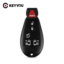 KEYYOU-carcasa para llave remota 5 + 1, 6 botones de pánico para Chrysler Town & Country con llave pequeña, funda para coche
