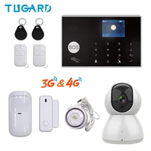 Tuya 433MHz Wifi 3G 4G Home Burglar Security Alarm System，Apps Control Wireless Alarm Host Kit With Ptz IP Camera Baby Monitor