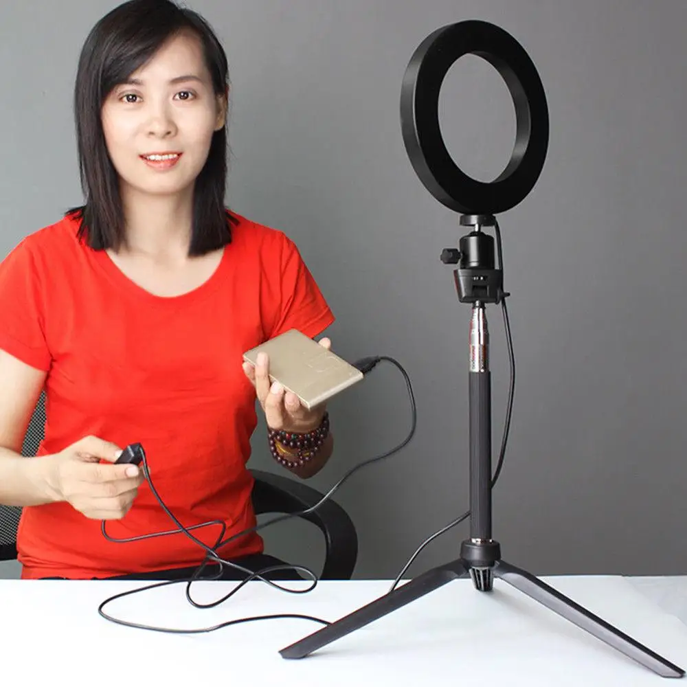 

3 In1 Photography Dimmable LED Selfie Ring Light Youtube Video Live 5500k Photo Studio Light With Phone Holder USB Plug Tripod