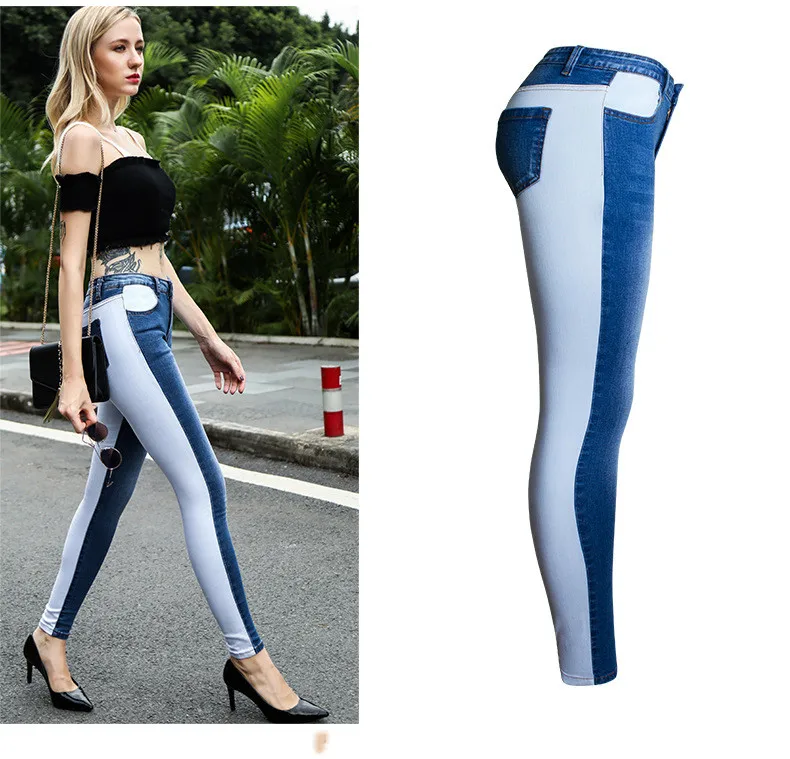 Для женщин обтягивающие джинсы Лидер продаж пикантные эластичные тянущиеся Панталоны Femme Джинсы Карандаш синий с высокой талией женский