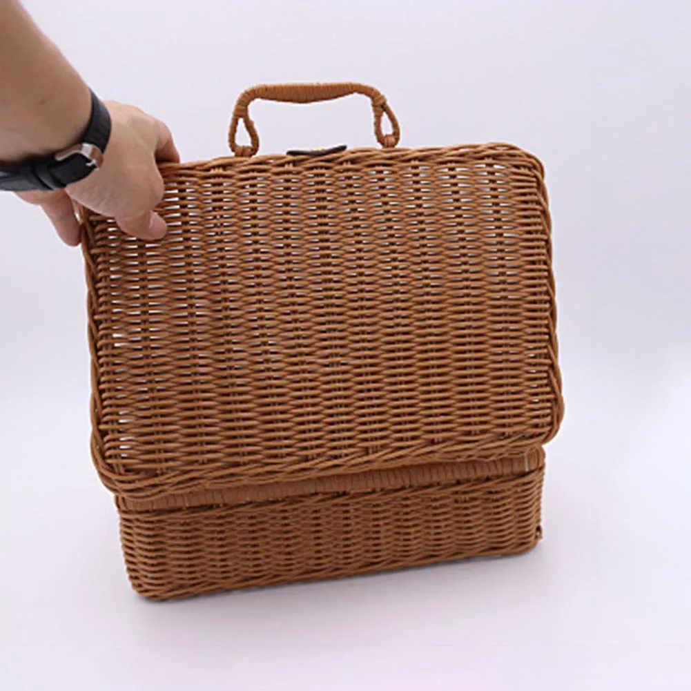 Vintage Rattan Woven Storage Case Makeup Holder Suitcase Sundries Organizer Box Makeup Storage Saving Space Comestics Box 5