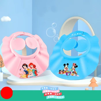 

Disney Baby Shampoo Cap Mickey cartoon Wash Hair Kids Bath Hats Adjustable Shield Waterproof Ear Protection Eye Children Hats