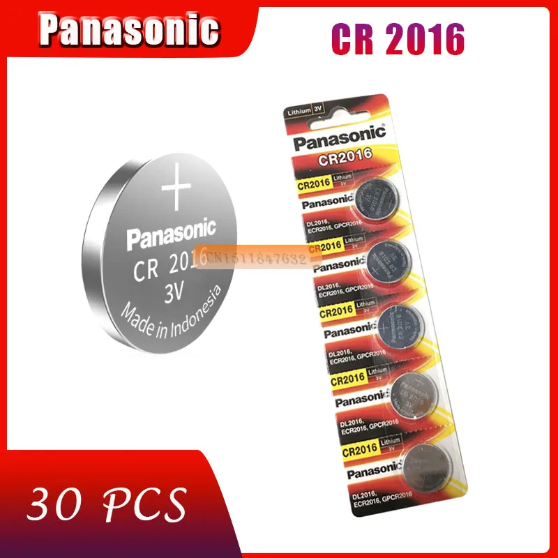 30 X аккумулятор для PANASONIC cr2016 3v кнопочный Миниатюрный элемент питания для часов компьютера cr