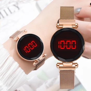 

Luxury LED Watch For Women Electronic Magnetic Rose Gold Watch Digital Sport Quartz Wristwatch Ladies Female Clock reloj mujer
