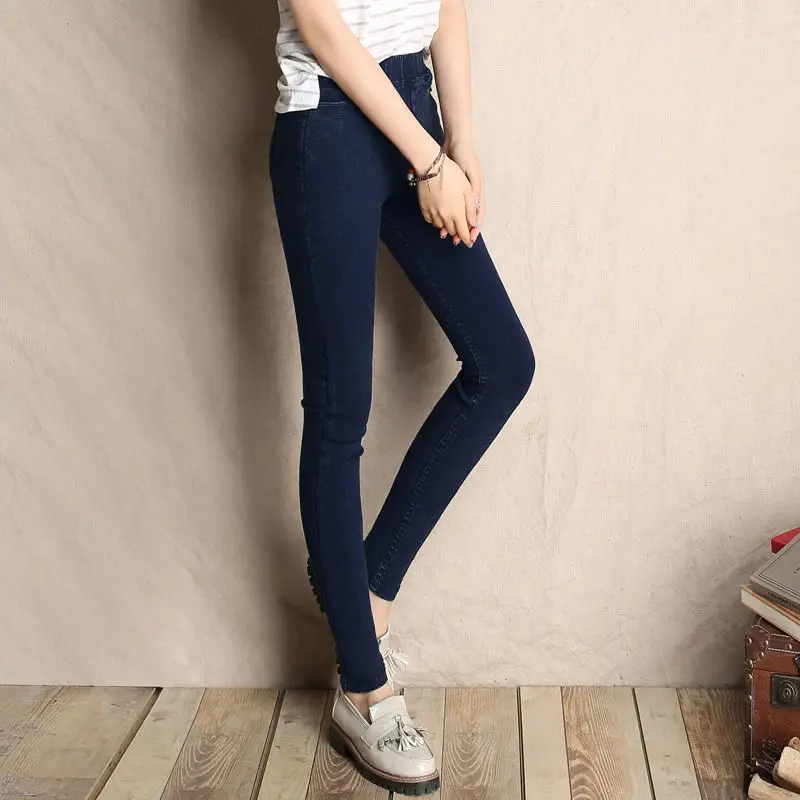 snow blue Женские узкие джинсы Новая Мода бойфренд вымытые эластичные джинсы тонкие узкие брюки имитация джинсов Femme - Цвет: snow blue