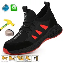 Рабочая обувь со стальным носком для мужчин; Безопасная рабочая обувь; кроссовки; легкие дышащие рабочие ботинки с металлическим носком; неубиваемая обувь