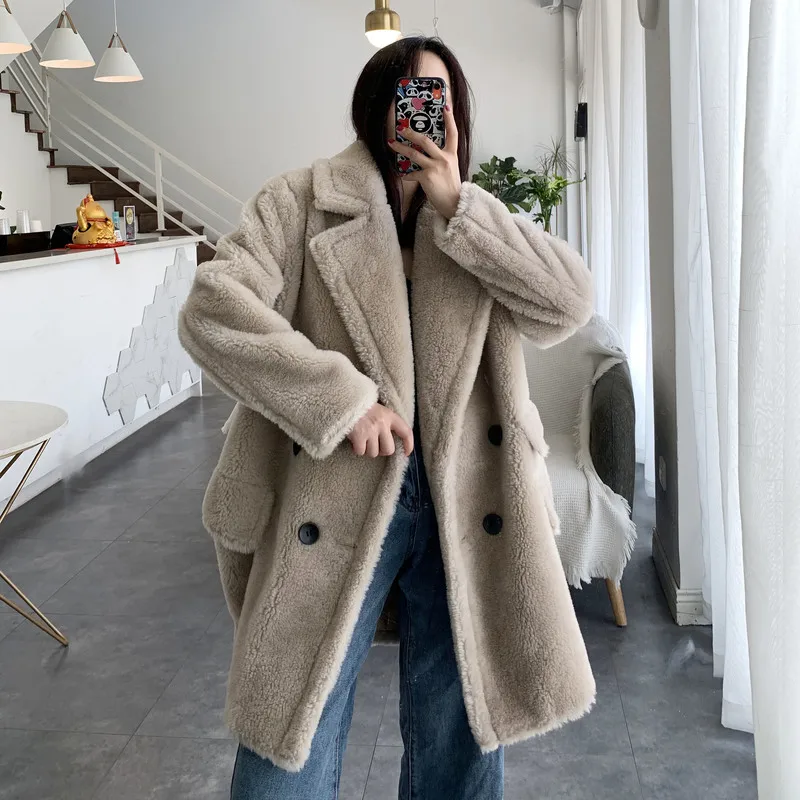 Женская одежда Зимняя верхняя одежда пальто новое длинное шерстяное Пальто меховое Jurchen частицы шерстяное пальто свободная версия 1018
