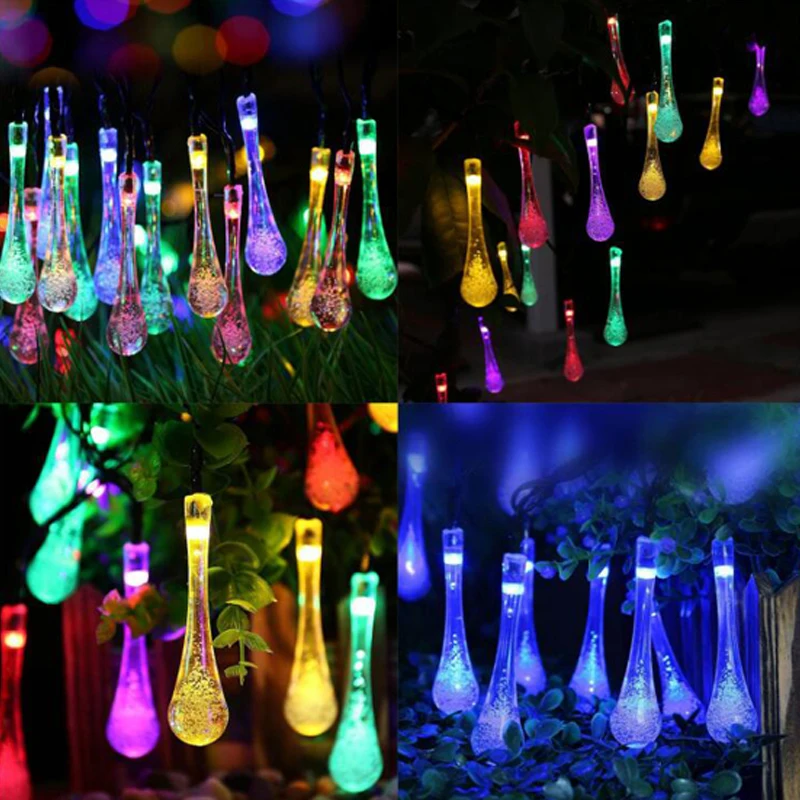 Light String SolarOutdoor Garden Solar Lamp Solar Powered Bulb Led Water Droplet Solar Lights for Party Wedding Christmas Decor (7)