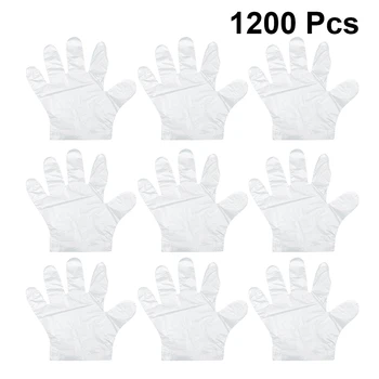 

12Sets 1200pcs Plastic Disposable Gloves Household Protective Gloves Tattoo Gloves Handling Kitchen Food Prep Glove(Transparent)