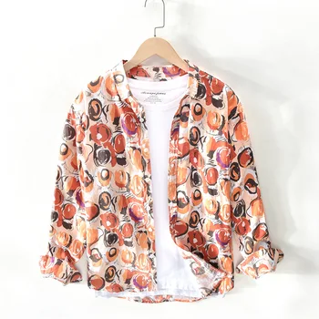 

2020 New Style Men Digital Printing Casual Linen Shirt-Style Breathable Comfortable Torrid Zone Style Holiday Printed Shirt