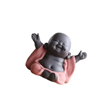 

Ceramic Maitreya Buddha Statue Tea Sculpture Hand Carved Figurine Craft Display Ornament Home Tea Ceremony Decoration (Style Hap