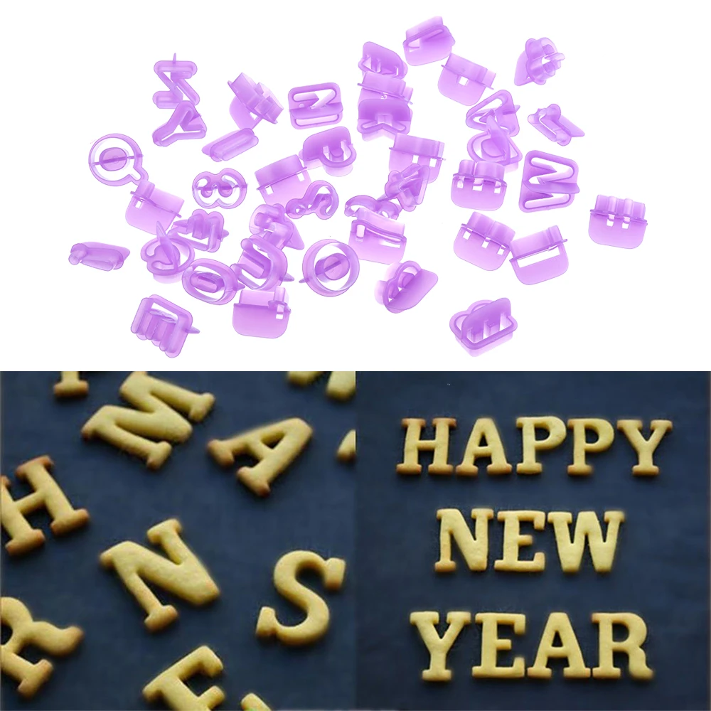 New 40PCS Fondant Cutter Cake Decorating Tools Plastic Cupcake Mold Upper Capital Letters Number Cut-Outs Cookie | Дом и сад