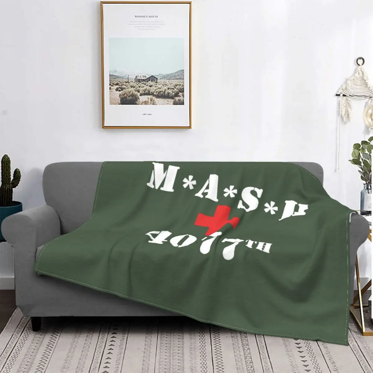 Mash 4077th Blankets Flannel Decoration Armygreen 4077 Us Army Medic