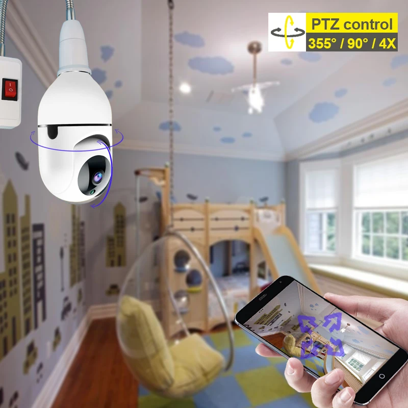 1080P Wifi Camera E27 Light Bulb Ycc365plus Mini PTZ HD Infrared Night Vision Two Way Talk Baby Monitor Home Security Smart View 3