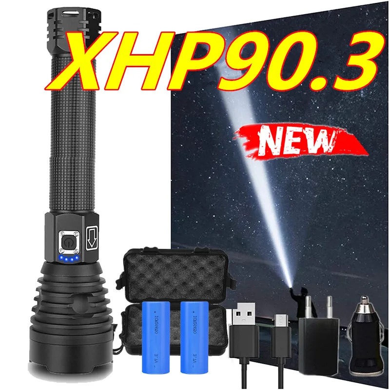 XHP90.3 Powerful Flashlight 10000 LM XHP70 USB Rechargeable LED Torch Use Large Capacity 26650 Battery Waterproof Camping Lights | Освещение