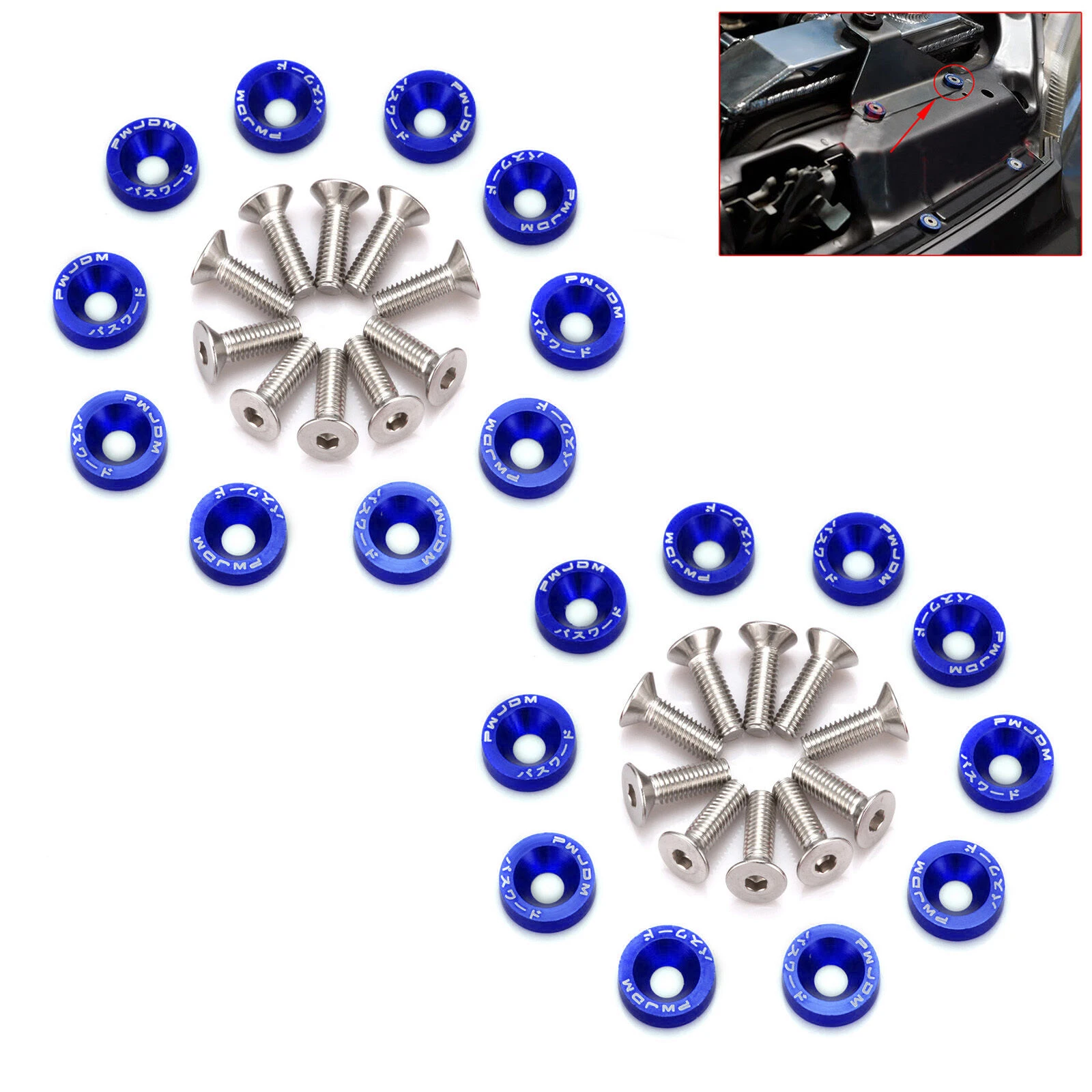 

20Pcs 4 color M6 JDM Car Modified Aluminum Concave Screws Fender Washer License Plate Bolts Hex Fasteners Fender Washer