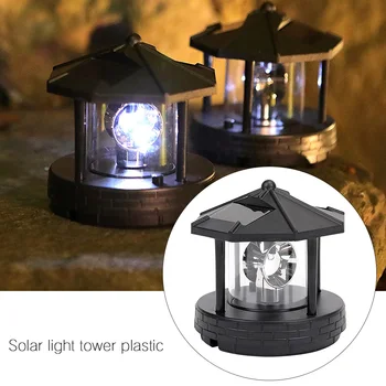

Solar LED Rotating Lighthouse Auto Rotating Lantern Waterproof Yard Landscape Gardening Pathway Decoration Light Sensor Lamps
