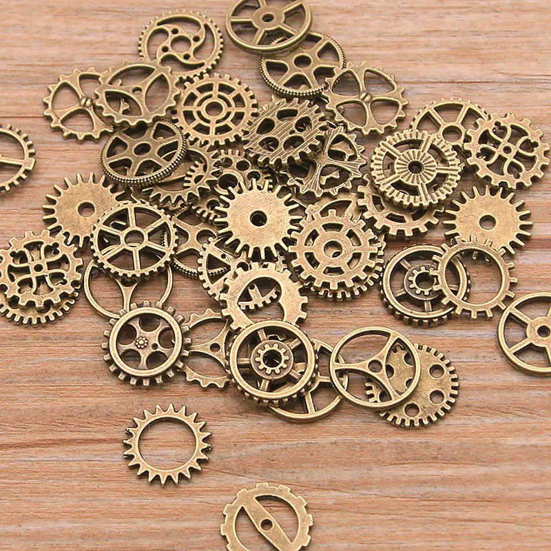 60PCS 10 Color Small Size 8-15mm Mix Alloy Mechanical Steampunk