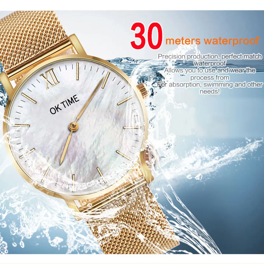 Ультратонкие мужские и женские часы из нержавеющей стали, водонепроницаемые в жизни, роскошные повседневные кварцевые часы 9,13
