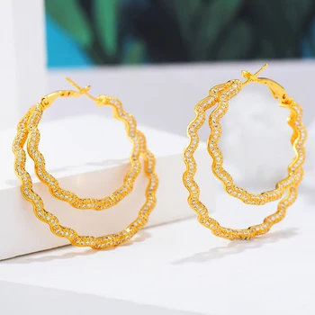 

missvikki New Exclusive Handmade Full Shiny CZ Hoop Earrings for Noble Women Luxury Wedding Anniversary Prom Party Show Gift