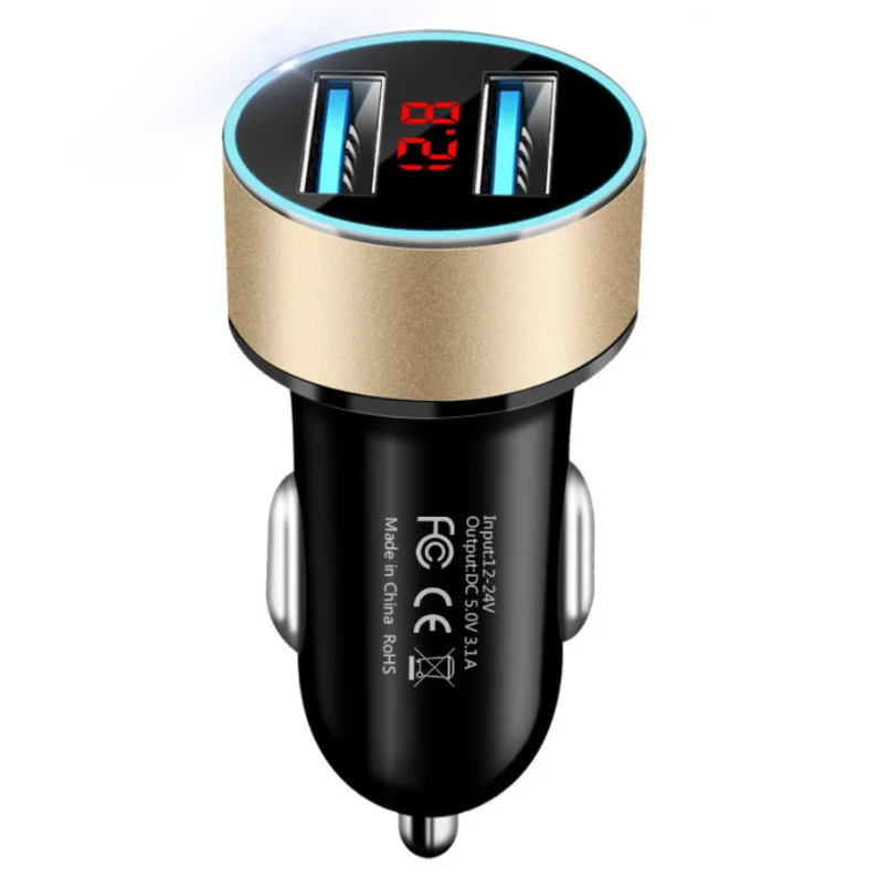 3.1A двойной USB автомобильный 12-24 в прикуриватель быстрый адаптер автомобильное стильное зарядное устройство автомобильное зарядное устройство мощность 2 порта ЖК-дисплей