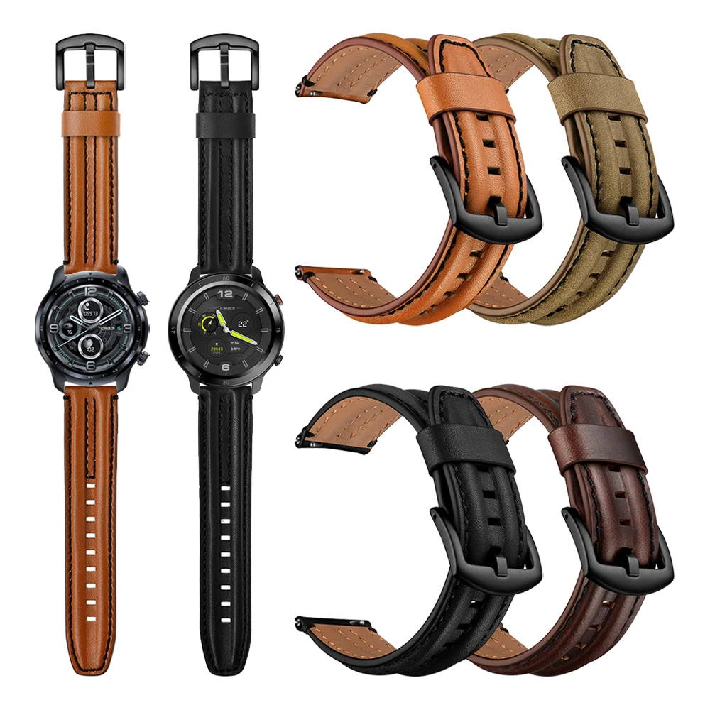 

Leather Strap For TicWatch Pro 3 / GTX Band Straps Bracelet For TicWatch Pro 2020 / S2 E2 Smart watch Watchband Accessories