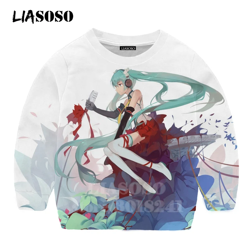 LIASOSO детей толстовки 3D принт аниме девочка Hatsune Толстовка Miku музыки детей мальчиков и девочек с круглым вырезом в стиле «хип-хоп» Детский свитер для подростков B174 - Цвет: 20