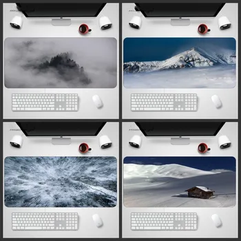 

Beautiful Snow mountain Scenery Large Game Mouse Pad with Edge Locking Speed Version Game Keyboard Pad for Gamer