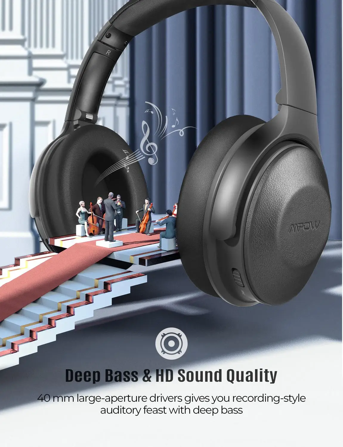 MPOW H17 Bluetooth 4.1/3.5mm Cable Headphone With Mic Over Ear Hifi Stereo Sounds Music Headset 30 Hours Study Gaming Earphone
