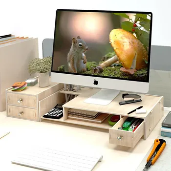 

Neck guard office computer monitor elevated display screen base bracket computer rack desktop finishing rack storage box