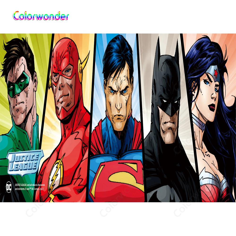 Dibujos Animados superhéroe serie fotografía Superman Batman Wonder Woman  con otros héroes fondos coloridos fondos para YouTube|Fondo| - AliExpress