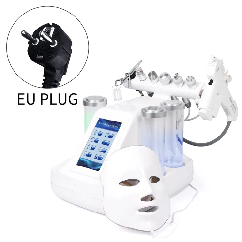 EU Plug 8 в 1 Вакуумная очистка лица Гидро Вода кислородная струя пилинг машина Ance очиститель пор массаж лица маленький пузырьковый прибор для ухода за кожей - Цвет: EU Plug
