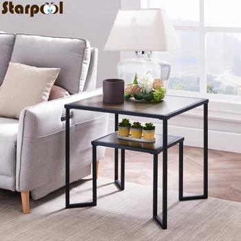 

Wood Tea Table Simple Modern Creative Double Layer Sofa Side Table Living Room Small Storage Square Coffee Table