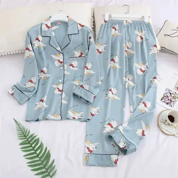 

2020 New Lingerie Ice Silk Women Pajamas Piece Printed Silk Pijamas Sleepwear