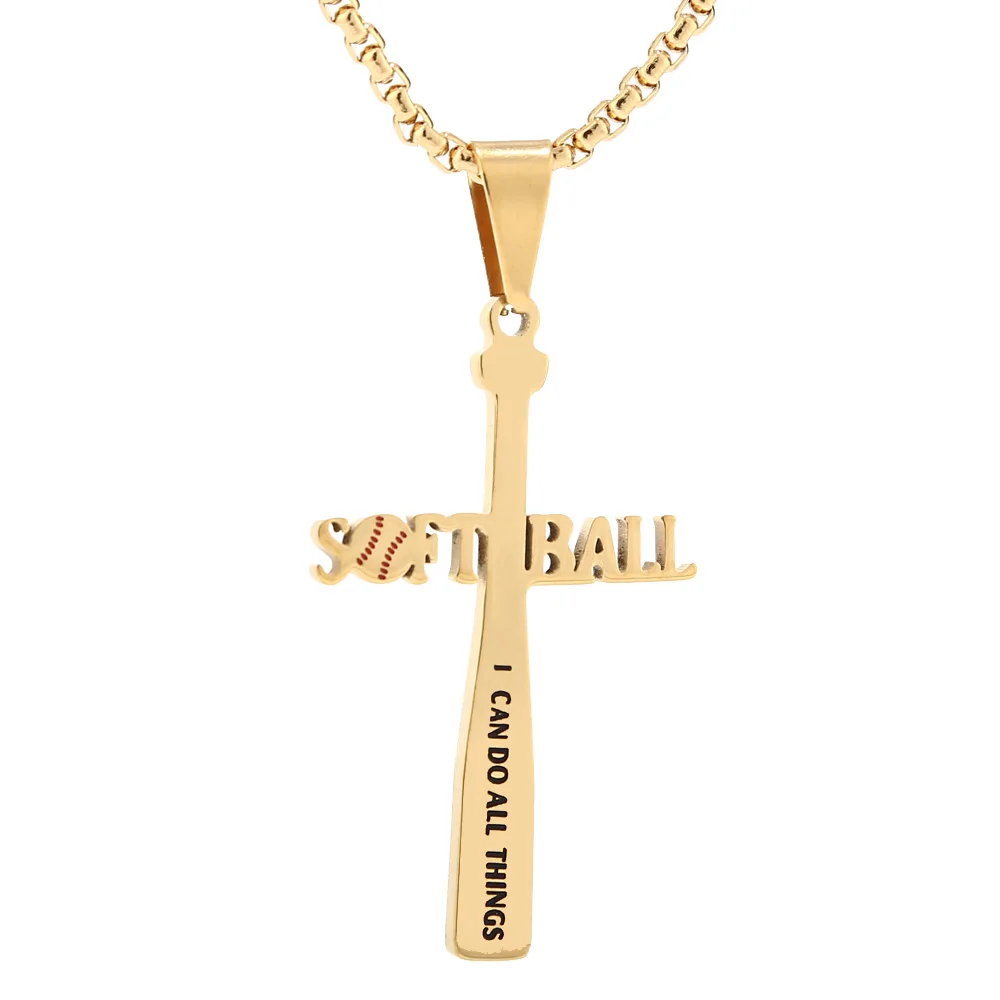 New Stainless Steel Necklace Softball 