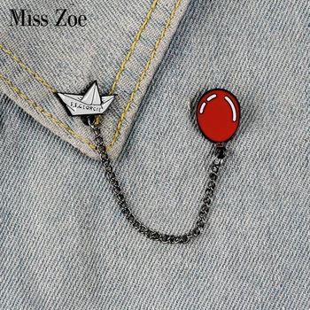 

Red Balloon Paper boat Enamel Pin Custom Chain Brooches for Shirt Lapel Bag Badge Fun Childish Jewelry Gift for Kids Friends