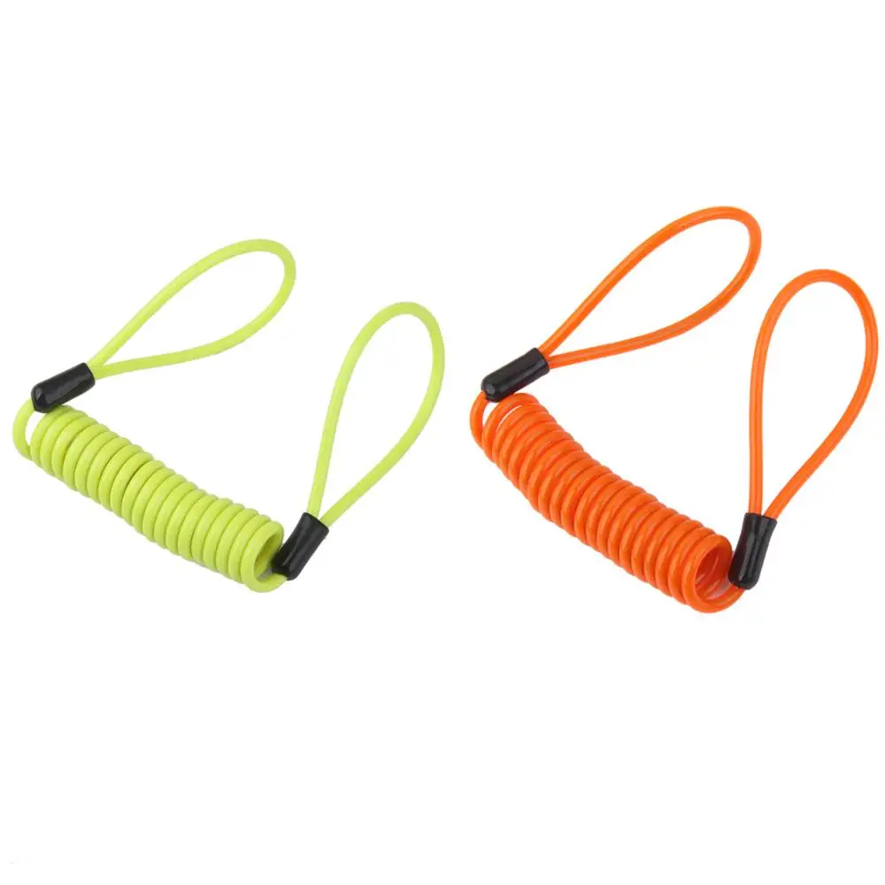 

1Piece 1.2m Safety Lanyard Spring Coil Rope Disc Brake Lock Reminder Cable Steel PVC for Disk Lock Reminder Brake Safety Strap
