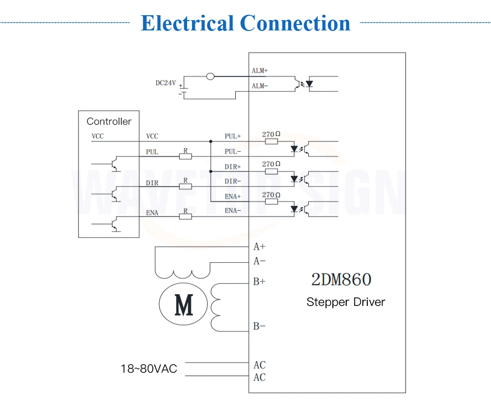 Цифровой Драйвер шагового двигателя 2 фазы 2DM860 10V-80VAC ток 2,1-8.4A используется для ЧПУ гравировальный станок с 86 двигателем