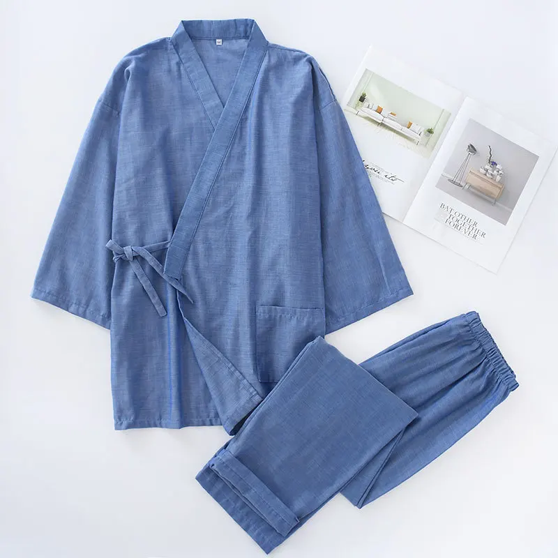 Кимоно пижамы мужские женские пары японская традиционная одежда юката пижамы наборы Haori аозай пижамы Ночная рубашка костюм Hanfu Tang - Цвет: Color14 for Man