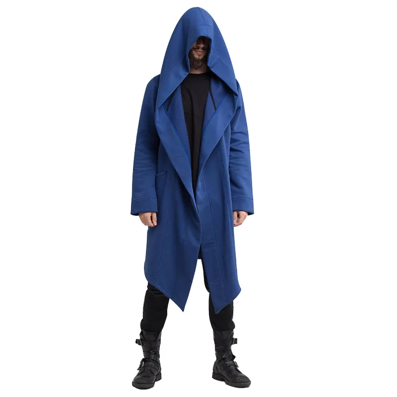 

Fashion Hoodie Men's Jacket Long Cardigan Hooded Trench Cloak Solid Coat Sweatshirt Oversize Punk Windbreaker S-3Xl Dropship
