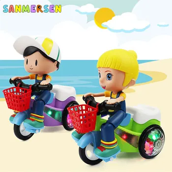 

Baby Electric Music Tricycle Colorful Light Electric Toys Stunt Car 360 Degree Rotating Stunt Bicycle Model Toys for Children
