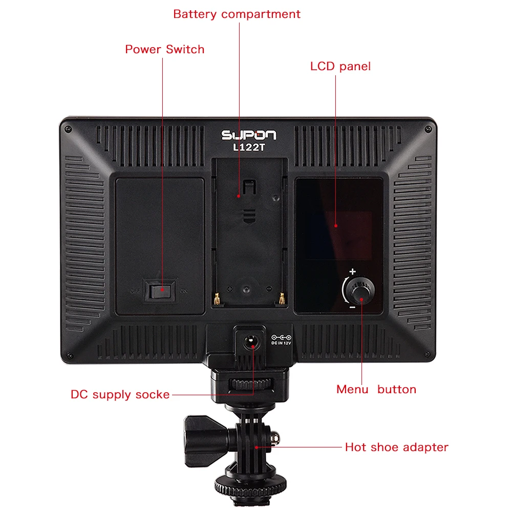 Soonpho LED Video Light L122T NP550 Ultra thin LCD Bi Color Dimmable DSLR Studio LED Light Lamp Panel for Camera DV Camcorder