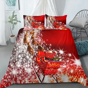 

Christmas Bed Cover Kids Gift Bedding Set Twin Full Queen King Size Quilt Cover Pillowcase Red Green Blue Cartoon Decor Bed Set