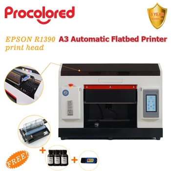 

Procolored A3 uv printer 6 colors refillable ink cartridges Infrared automatic height adjustment +white ink cycle system