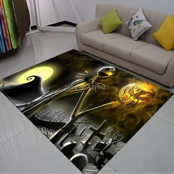 

The Nightmare Before Christmas Anime Carpet Cartoon Jack Print Polyester Bedroom Floor Mat Anti Slip Area Rugs Entrance Doormats