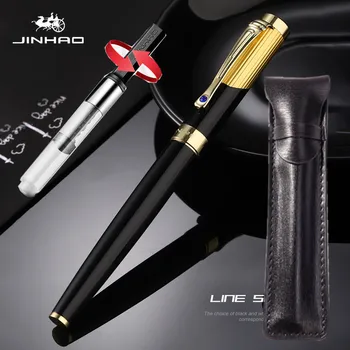

luxury quality Jinhao Fountain Pen Black 0.5mm 0.38mm nib titanium ink pens Office school supplies