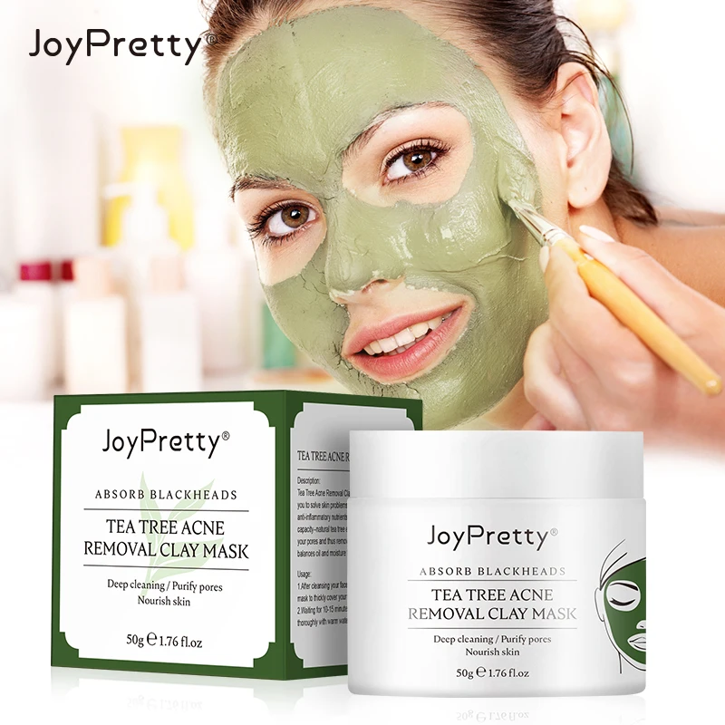 Mascarilla facial antiacné de árbol de té, máscara de arcilla verde