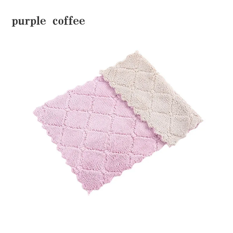 purple coffee 1 шт. супер абсорбент утолщение гигиеническая очистка двухсторонняя микрофибра антипригарное масло чистящее полотенце кухонные гаджеты - Цвет: purple coffee